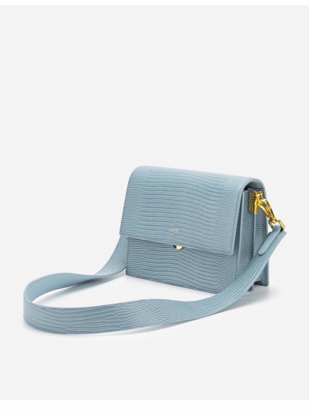 JW PEI Light Blue Croc-Embossed Crossbody